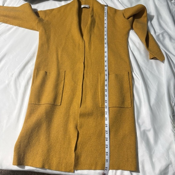 Aritzia Babaton LANCE Cardigan Wool Linen Blend Mustard Yellow Size Small - Picture 8 of 13